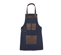 Leathershire Top Grain Leather Blue Canvas Apron Butcher Cook, BBQ, Chef, DIY, Woodwork Apron Gift for Him Gift for HerGift for Him Gift for Her