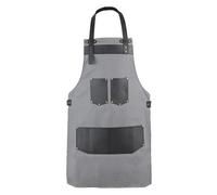 Leathershire Top Grain Leather Blue Canvas Apron Butcher Cook, BBQ, Chef, DIY, Woodwork Apron Gift for Him Gift for HerGift for Him Gift for Her (Grey)