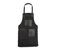 Leathershire Top Grain Leather Canvas Apron - Butcher, Cook, BBQ, Chef, Woodwork & DIY Heavy Duty Kitchen Workshop Apron - Gift for Him & Her (Black)