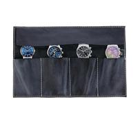 Leathershire Top Grain Leather Natural Wax Black Watch Roll for Travel & Storage Box Gift for him (4 Pockets)