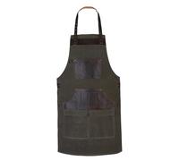 Leathershire Waxed Blue Canvas handmade Leather Apron Butcher Apron DIY Apron BBQ Apron -Cooking Apron - Blacksmith Apron - Barber Apron - woodwork apron (Green-LS201)