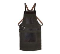 Leathershire Waxed Blue Canvas handmade Leather Apron Butcher DIY BBQ Cooking Blacksmith Barber woodwork apron (Green)