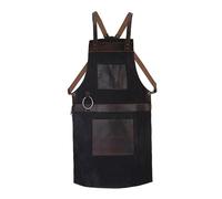 Leathershire Waxed Blue Canvas handmade Leather Apron Butcher DIY BBQ Cooking Blacksmith Barber woodwork apron (Black)