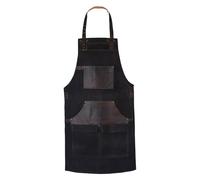 Leathershire Waxed Canvas handmade Leather Apron Butcher DIY BBQ Cooking Apron Blacksmith Barber Woodwork apron (Black)