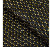 Leathertte Car Seat Upholstery Fabric, 130cm Width Multiple Stitching Colours, Supplied by The Metre as Continuous Piece (Yellow/Mini Honeycomb)