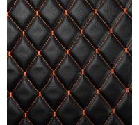 Leathertte Car Seat Upholstery Fabric, 130cm Width Multiple Stitching Colours, Supplied by The Metre as Continuous Piece (Orange Stitch/Baklava Quilted)