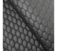 Leathertte Car Seat Upholstery Fabric, 130cm Width Multiple Stitching Colours, Supplied by The Metre as Continuous Piece (Black Stitch/Honey Quilted)