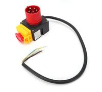 Leatikall Interruptor de seguridad de energía industrial de 5 pines 3PH, caja de control de botón de parada de emergencia con enchufe macho rojo de 5 pines, interruptor de corte