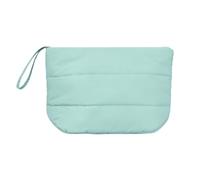 Leatikall Quilted Puffy Travel Cosmetic Pouch with Hand Strap, Portable Makeup Organizer Storage Bag for Women Skincare & Daily Toiletries (Blue)
