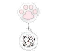 Leatrom Cute Cat Claw Nurse Watch, Can Stretch Nurse Watches, Silicone Hook Glowing Pointer Nurse Watches, Suitable for Medical Workers, White, Quartz Movement