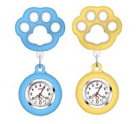 Leatrom Cute Cat Claw Nurse Watch With Stretch Silicone Hook and Glowing Pointer - Suitable for Medical Workers, Blue&Yellow, casual