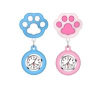 Leatrom Cute Cat Claw Nurse Watch With Stretch Silicone Hook and Glowing Pointer - Suitable for Medical Workers, Blue&pink, Casual