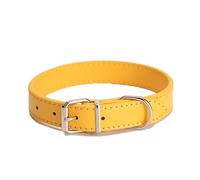 Leatrom Pet Collar, Faux Leather Dog Collar, Adjustable Collar, Simple Collar for Dog/Cat (Gold,Width: 2 CM, Size: L)
