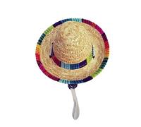 Leatrom Pet hat, Dog hat, Grass Weave Mini Pet Cats and Dog Hat, Pet Mexican Straw Hat (Elastic Rope)