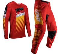 Leatt 3.5 Ride Kit Stripes 2025 Motocross Jersey and Pants Set, red, size L for Men