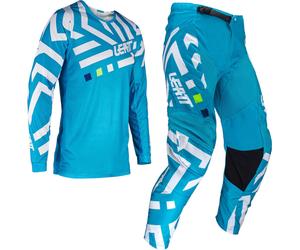 Leatt 3.5 Ride Pattern 2024 Motocross Jersey and Pants Set, white-blue, size M for Men