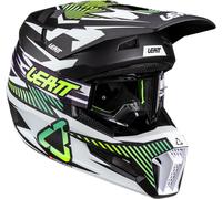 Leatt 3.5 V26 Motocross Helmet with Goggles, black-white-green, size L for Men