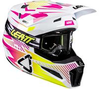 Leatt 3.5 V26 Motocross Helmet with Goggles, white-pink-yellow, size S for Men