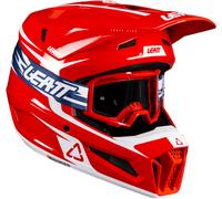 Leatt 3.5 V26 Motocross Helmet with Goggles, white-red, size S for Men