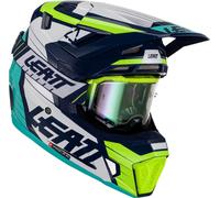 Leatt 7.5 Citrus Motocross Helmet with Goggles, green-blue, size 2XL for Men