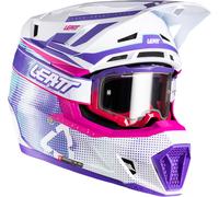 Leatt 7.5 V26 Motocross Helmet with Goggles, white-pink-purple, size M for Men