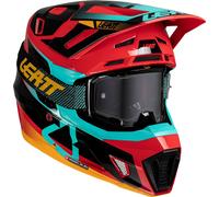 Leatt 7.5 Vector Motocross Helmet with Goggles, black-red-blue, size L for Men