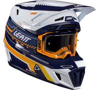 Leatt 8.5 V26 Motocross Helmet with Goggles, white-blue-orange, size M for Men