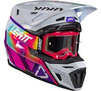 Leatt 8.5 V26 Motocross Helmet with Goggles, pink-multicolored, size S for Men