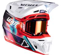Leatt 8.5 V26 Motocross Helmet with Goggles, red-multicolored, size XL for Men