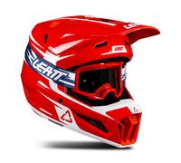 Leatt 3.5 V26 Motocross Helmet with Goggles, white-red, size L for Men