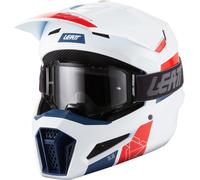 Leatt Moto 3.5 V27 Motocross Helmet with Goggles, white/red/blue, size L (59/60)