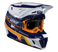 Leatt 8.5 V26 Motocross Helmet with Goggles, white-blue-orange, size S for Men