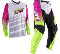 Leatt Moto Ride Kit 3.5 V26 Motocross Jersey and Pants Set, white-pink-yellow, size S for Men