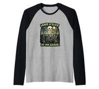 Leave A Slice At My Grave Hungry Skeleton Pizza Lover Raglan Baseball Tee