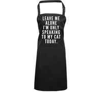 Leave me alone I am only speaking to my cat - Apron - Chef Cook Baker - Funny Crazy Cat Lady Lover of Cats One size black