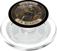 Leave Me Alone I'm Reading Skeleton Black Cat Bookish Moon PopSockets PopGrip for MagSafe