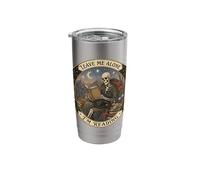 Leave Me Alone I'm Reading Skeleton Black Cat Bookish Moon Stainless Steel Insulated Tumbler