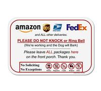 Leave Package Sign - Do Not Knock or Ring Doorbell , Dog will Bark , 6" x 9" No Rust PVC , Will Not Scratch , Easy to Mount with Included Adhesive , Made in USA by SPRYZZLE