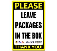 Leave Packages In The Box Delivery Sign For Delivery Driver - Delivery Instructions For My Packages Indoor Outdoor Rust Free Aluminum Uv Printed Metal Sign Plaque Poster 8X12 Inch