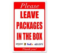 Leave Packages In The Box Delivery Sign for Driver - Instructions Home - Rust - Free Aluminum, Indoor/Outdoor Decor Red White 8"x12"