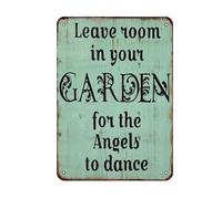 Leave Room In Your Garden For The Angels To Dance Metal Vintage Look Decoration Crafts Sign For Home Kitchen Bathroom Farm Garden Inspirational Quotes Wall Decor 12x8 Inch