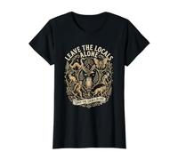 Leave the Locals Alone Cryptid Bigfoot Funny Folklore Value Graphic T-Shirt, Women, Black, L