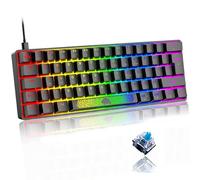 LEAVEN 60% Compact Type C - Usb Wired Mechanical Keyboard UK, Blue Switch, RGB Backlit Rainbow LED, Anti-Ghosting, Media Keys, Laser Carving, Ergonomic Aesthetic, for Computer PC Lapto - Black
