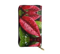 Leaves After Rain Pattern Leather Clutch (7.5x4.1 inches) - Coin Card Key Wallet