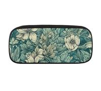 Leaves And Flowers Pencil Case Waterproof Leather Pencil Pouch Multi-purpose Aesthetic Makeup Bag Cute Pen Bag Large Cosmetic Bag for Office Stationery, Travel