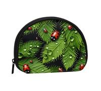Leaves and Ladybugs Minis Storage Bag Shell Wallet Small Coin Purse with Minis with Zipper Change Purse for Coin Keys You Can Also Store Any Small Objects You Want