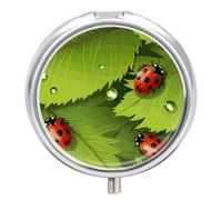 Leaves and Ladybugs Pill Box, 3 Compartment Small Pill Case Waterproof Travel Pill Organizer for Pocket Or Purse Portable Mini Medicine Tablet Vitamin Holder Pill Case