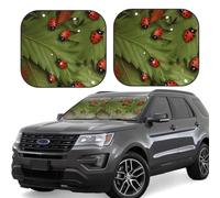 Leaves and Ladybugs Print Car Sun Shade Windshield 2-Piece Foldable Front Windshield Sun Visor Sunshade for Car Windshield, M