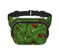 Leaves And Ladybugs Print Unisex Square Double Layer Waist Bag Trendy Crossbody Fanny Pack Travel Workouts, Black, One Size
