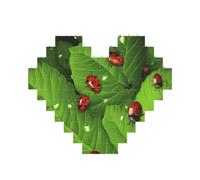 Leaves and Ladybugs Printed Jigsaw Puzzle 10.8x12.8 CM, Heart-Shaped Puzzle Challenging Game for Adults, Fun Decorative Wall Decor